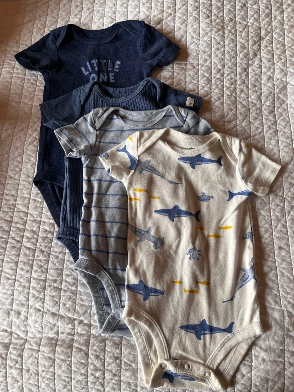 Mixed Brands (Mostly Carter’s) Assorted 4-piece Short-Sleeve One-Pieces 6m